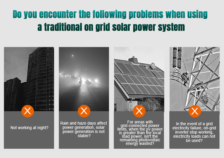 Do you encounter the following problems when using a traditional on grid tie solar power system?